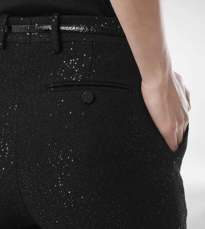 SEQUINED WOOL BLEND CREPE TAILORED STRAIGHT PANTS online